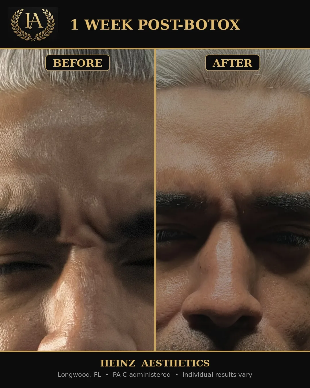 Before and after — one week post-Botox